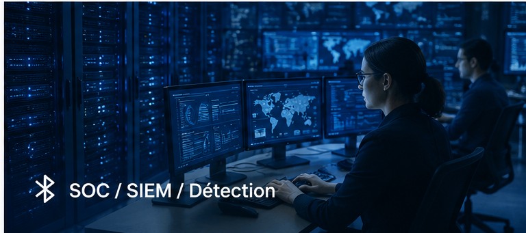 Illustration SOC et detection - operatrice devant des ecrans de supervision de securite